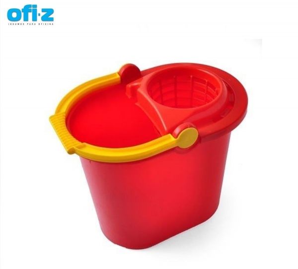 Balde con escurridor para mopas - (14 litros) - Rojo/Azul - DUMOX PRO